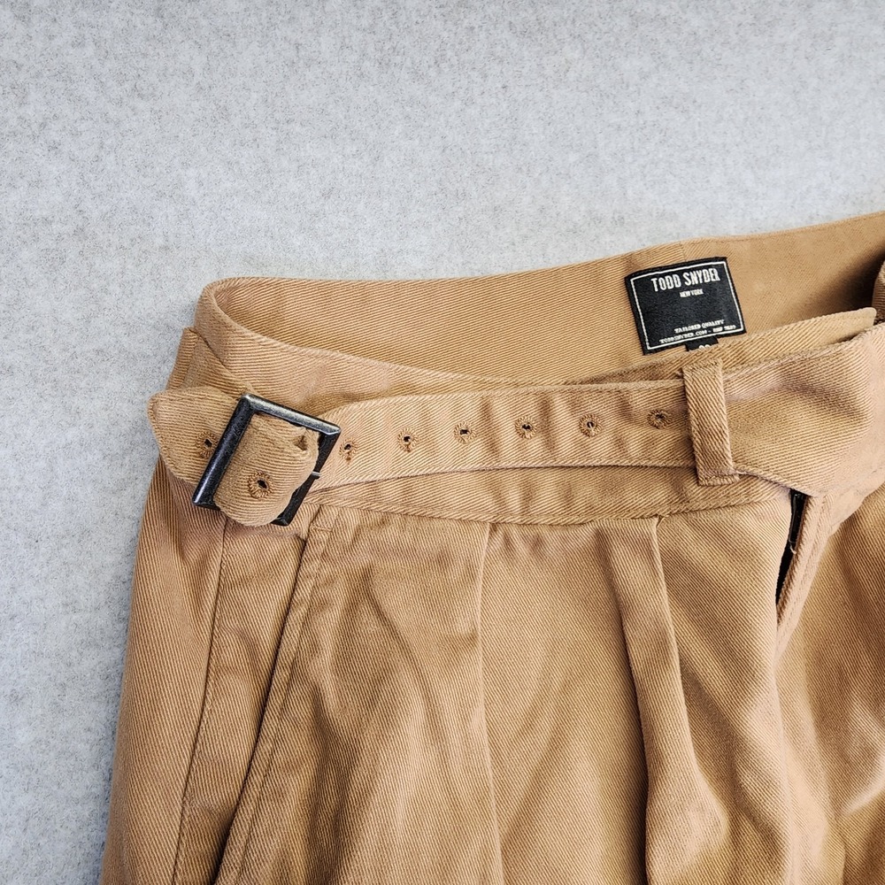 Todd Snyder Gurkha Trouser Pants Men 33x27 Brown Pleated Side Tab Brushed Cotton - Picture 5 of 11